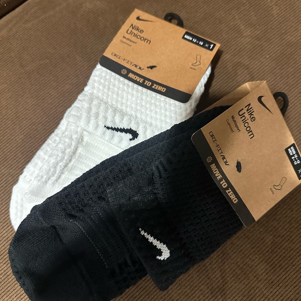 Nike Unicom Black and White Athletic Socks - 2 pair